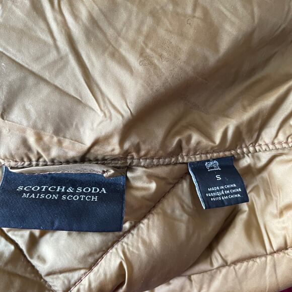 Scotch & Soda Olive Green / Mustard Puffer Jacket w/ Button Details -  Size S - Picture 13 of 13